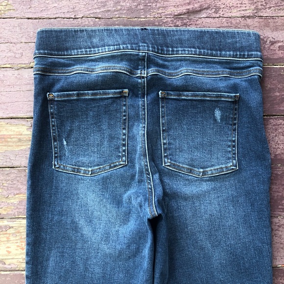 Spanx Distressed Ankle Skinny Jeans Released Hem Pull On High Rise M - Picture 11 of 16